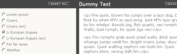 Dummy text generator